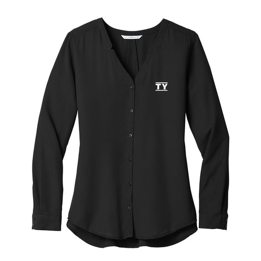 Turner-Yates Ladies Long Sleeve Button-Front Blouse